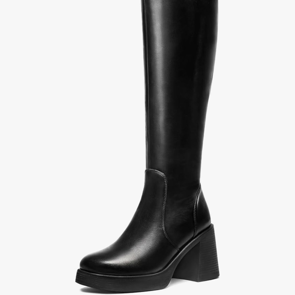 Black Knee-High Leather Boots